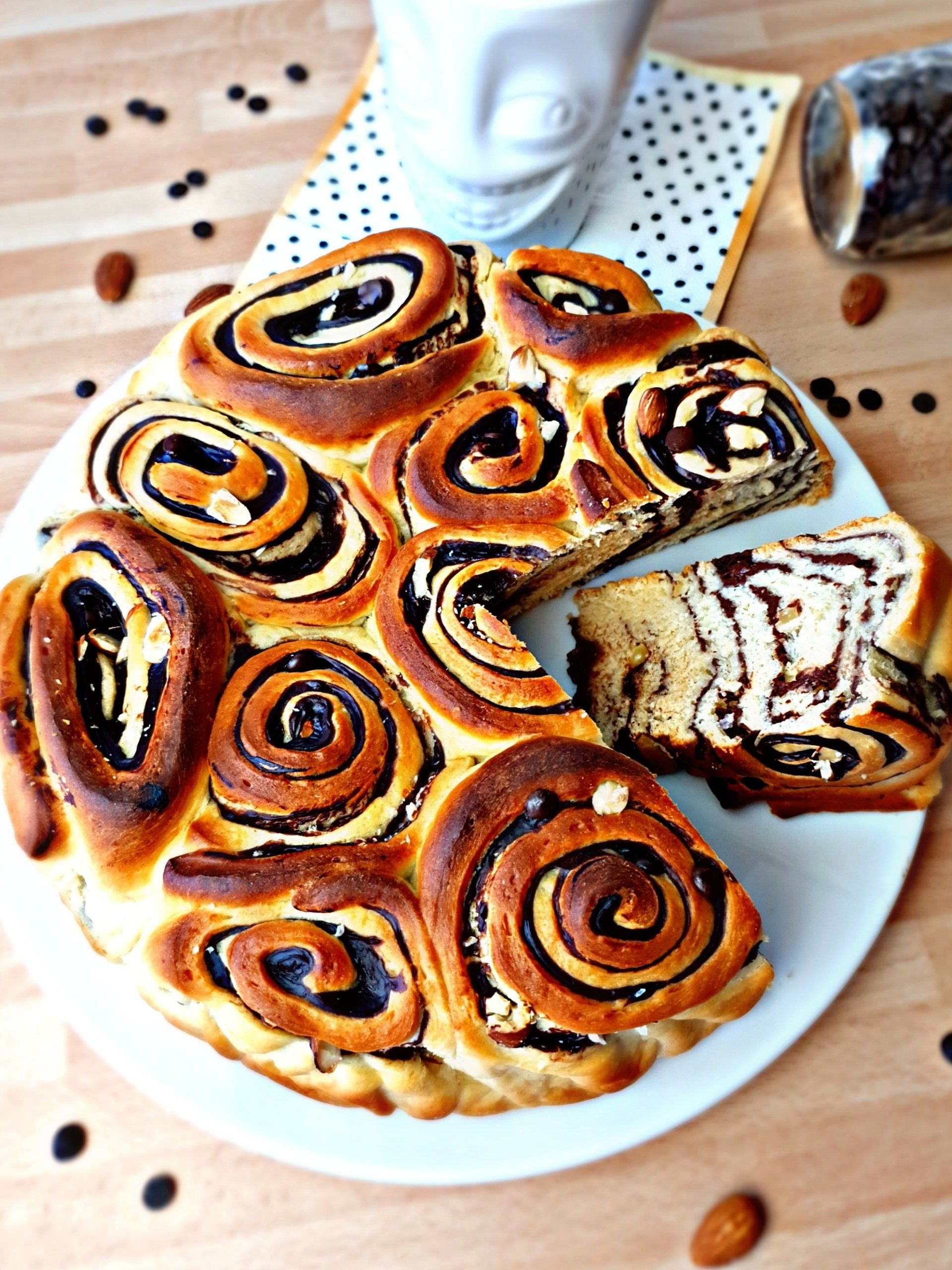 Puddingschnecken Schokolade und Mandel