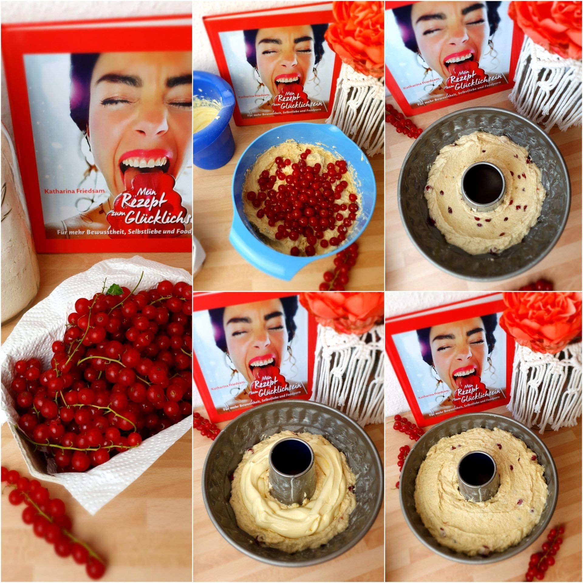 Johannisbeeren Mandel Gugelhupf mit Käsekuchen Kern, Rezept