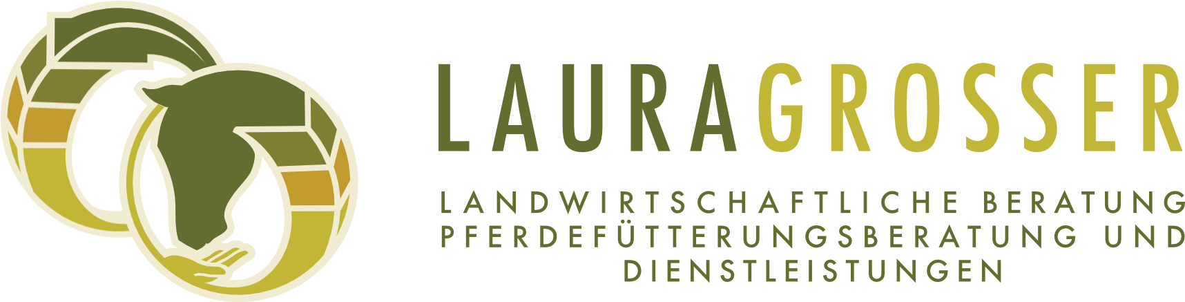 Logo mit einem Pferdekopf und einer fütternden Hand in einem Kreis, dahinter eine Ähre in einem runden Kreis