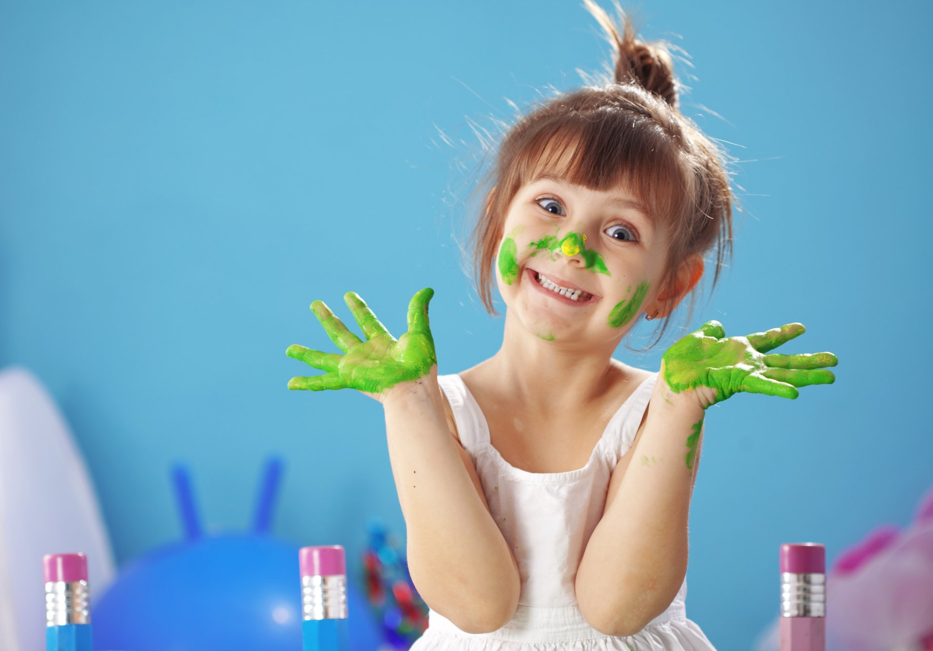 Child with painted hands