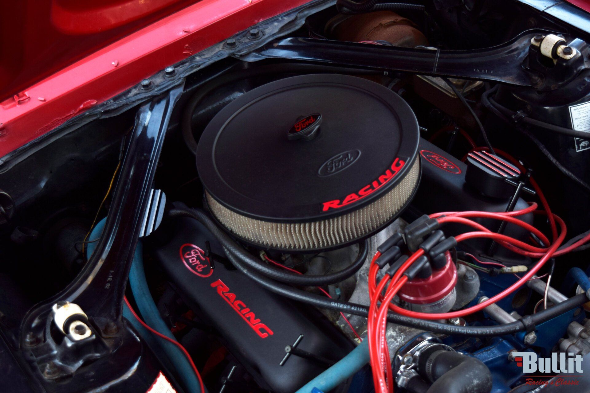 levier vitesses de Ford Mustang coupé 289 rouge de 1967