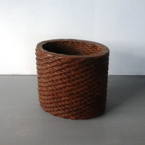 woven texture pot woven texture flower pot, concrete 3d printed, rusty