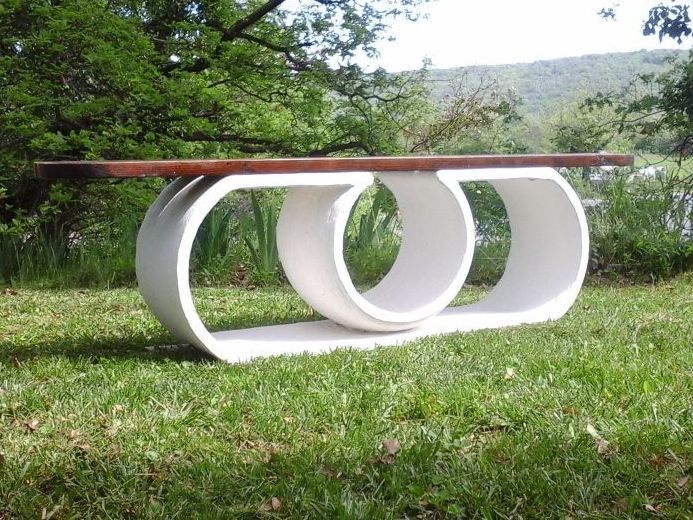 Banc Claire de lune Banc de jardin en ciment blanc, design sur mesure