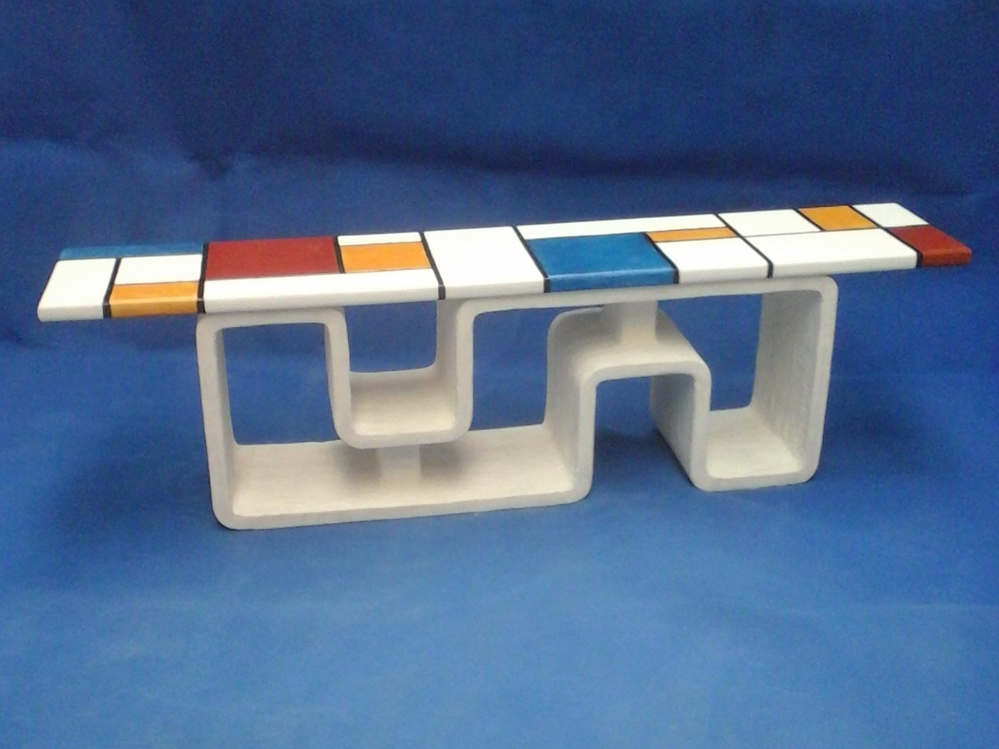 Banc dessus composite déco Banc béton art Mondrian