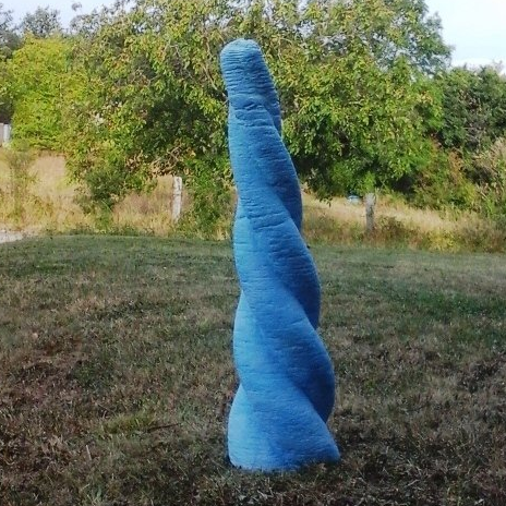 twisted horn twisted horn, concrete fabrication, blue horn