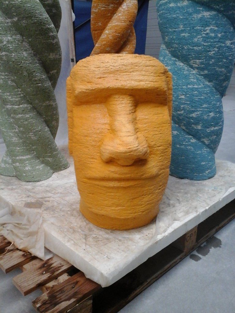 Moai 2, yellow Moai statue, garden decoration, custom made