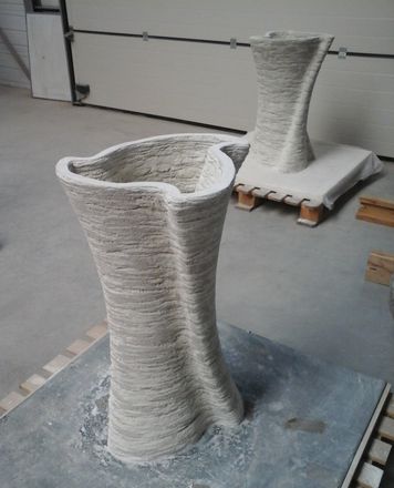 Grand vase béton design original 3d-line, imprimé en 3D