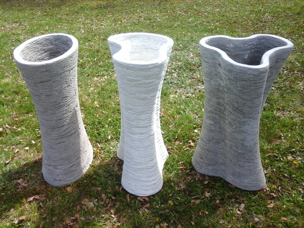 Concrete, 3D printed, garden pot, cement, stylish