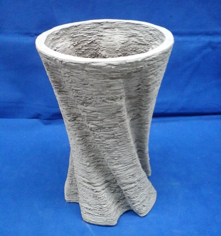 Pot de jardin en ciment gris Pot de jardin original design, effet de torsion