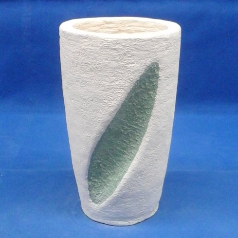 Garden pot green and white Backyard pot, colored concrete, outdoor pot