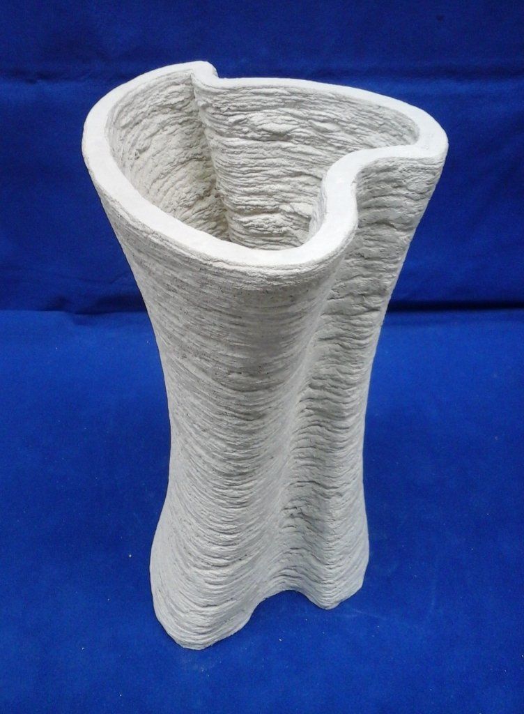 T7 white cement concrete big flower pot, twisted, white cement