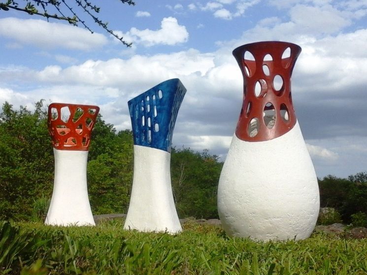 Série de vase bi-matière Vases design en béton et résine plastique imprimés en 3D