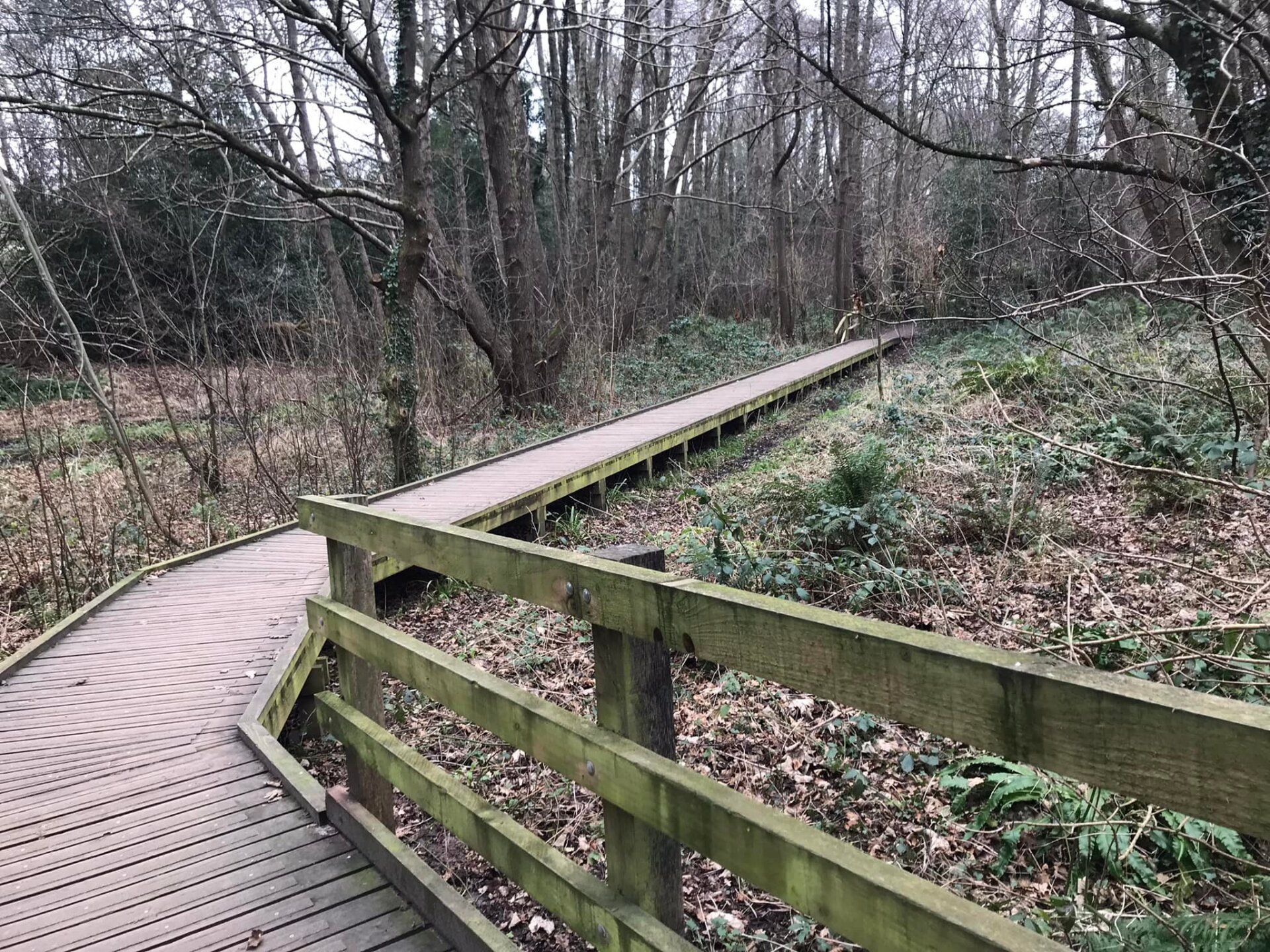 Wooden board walk at Storrington stream