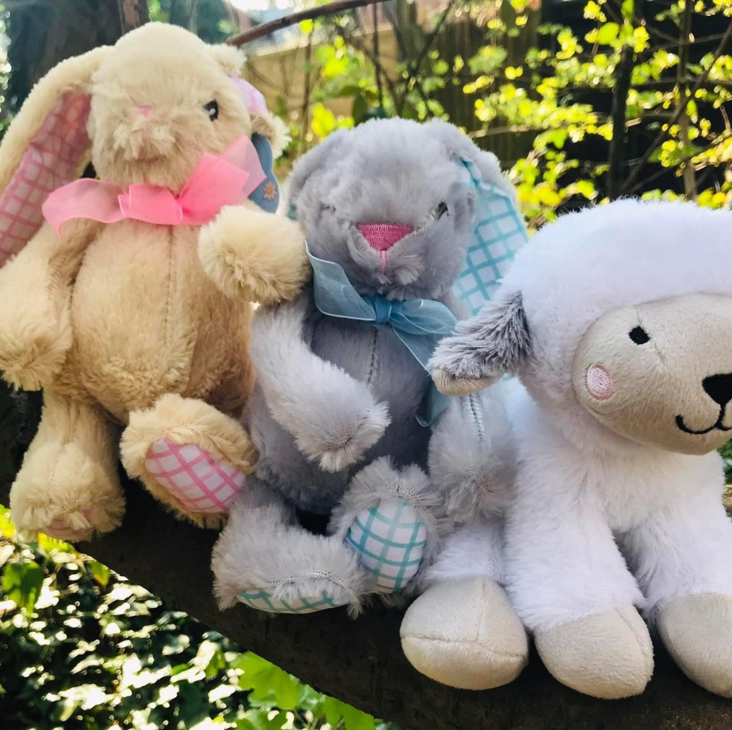 Soft toys in the woods