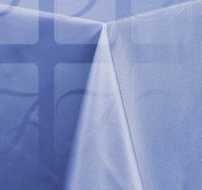 Mantel liso azul cielo para mesa redonda, rectangular