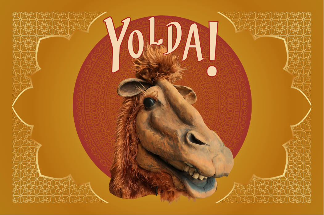 carte de visite marionnette géante en bois de chameau