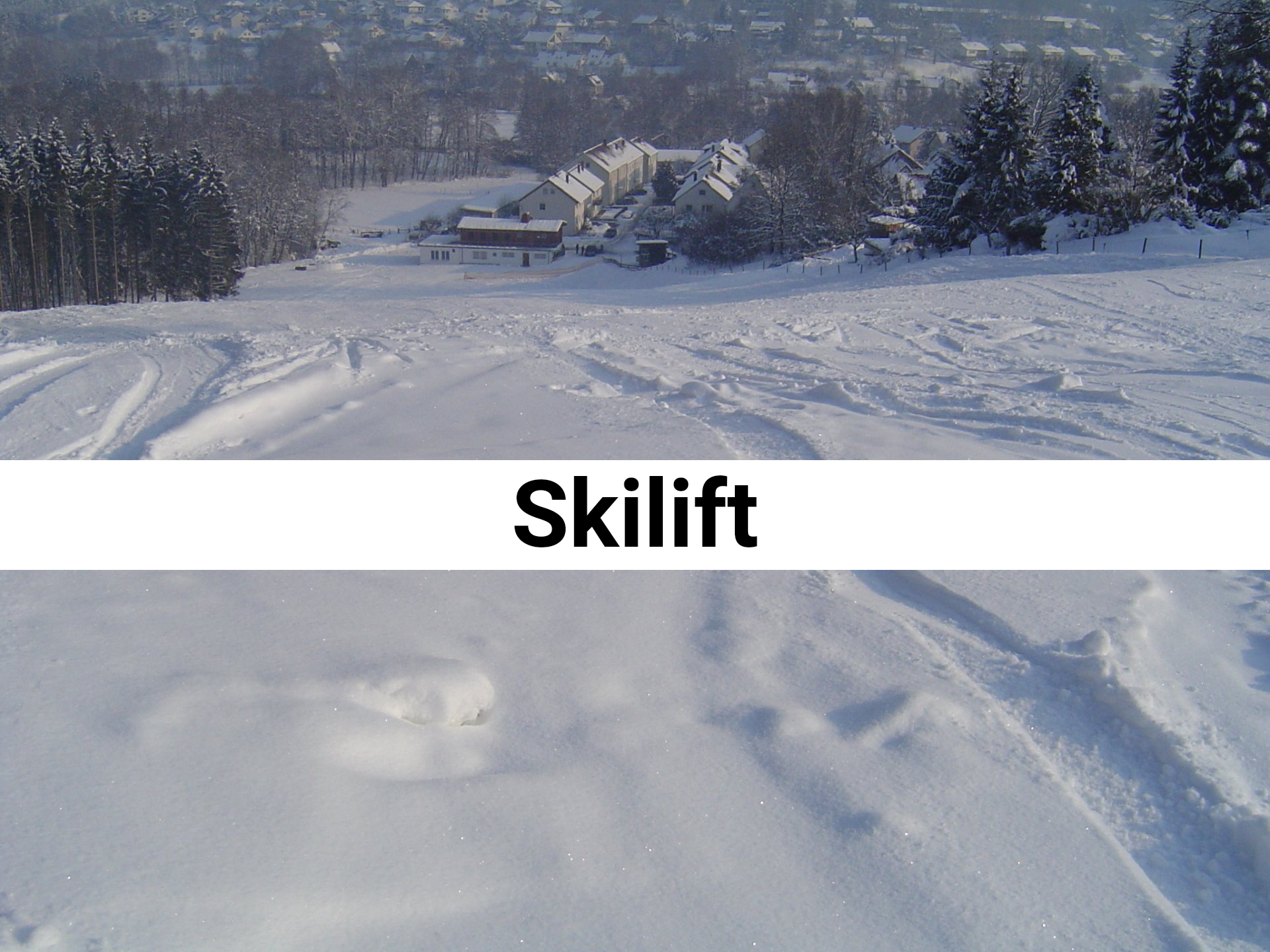 Tiefschnee fahren am Skihang in Leinzell