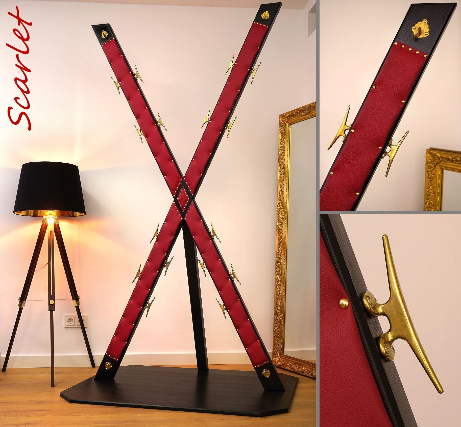 Für weitere Infos und Preise , click einfach auf das Bild Standkreuz schwarz rot gepolstert Andreaskreuz BDSM-Kreuz