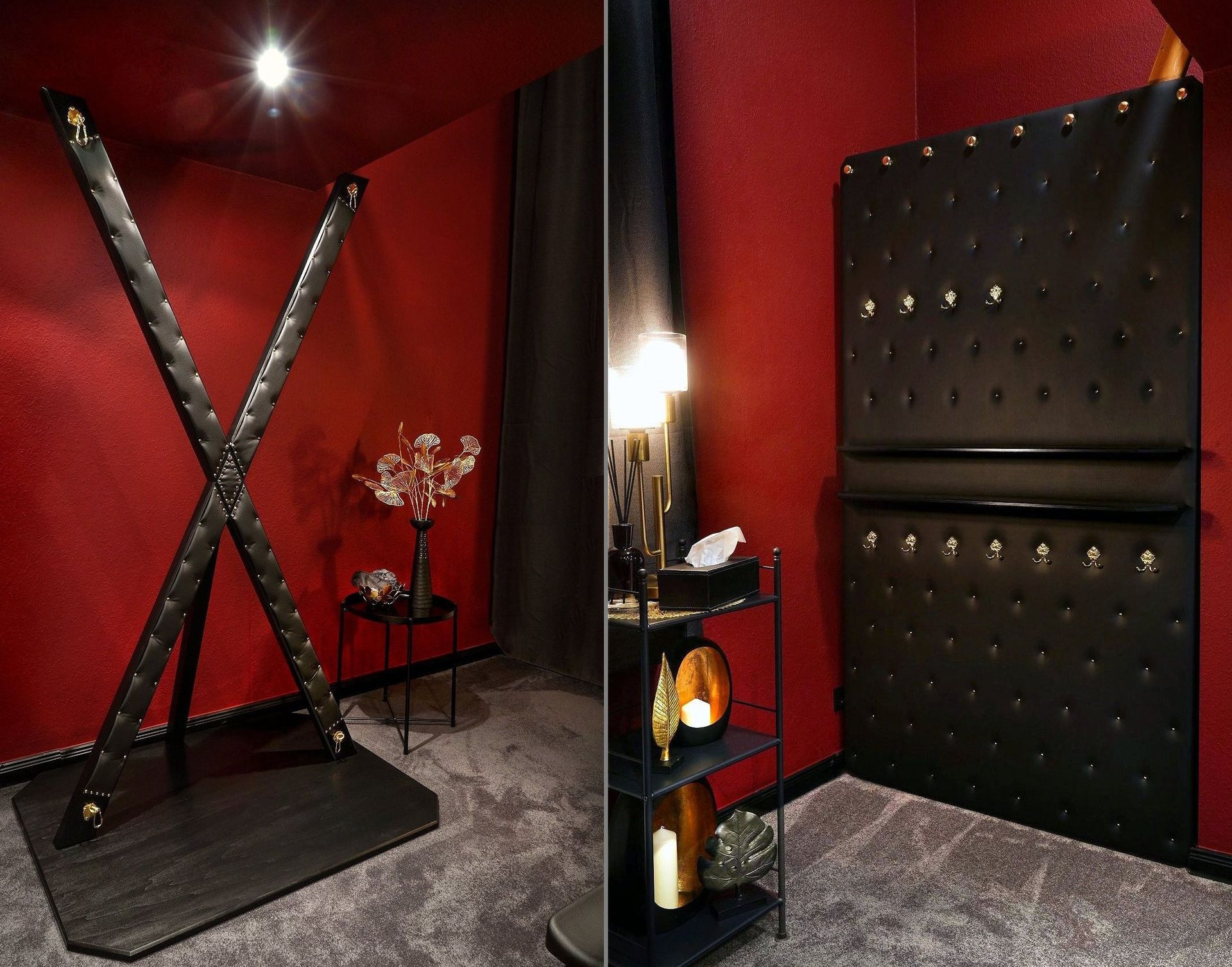 Andreaskreuz Echtleder gepolstert
BDSM-Spielzeugwand gepolstert