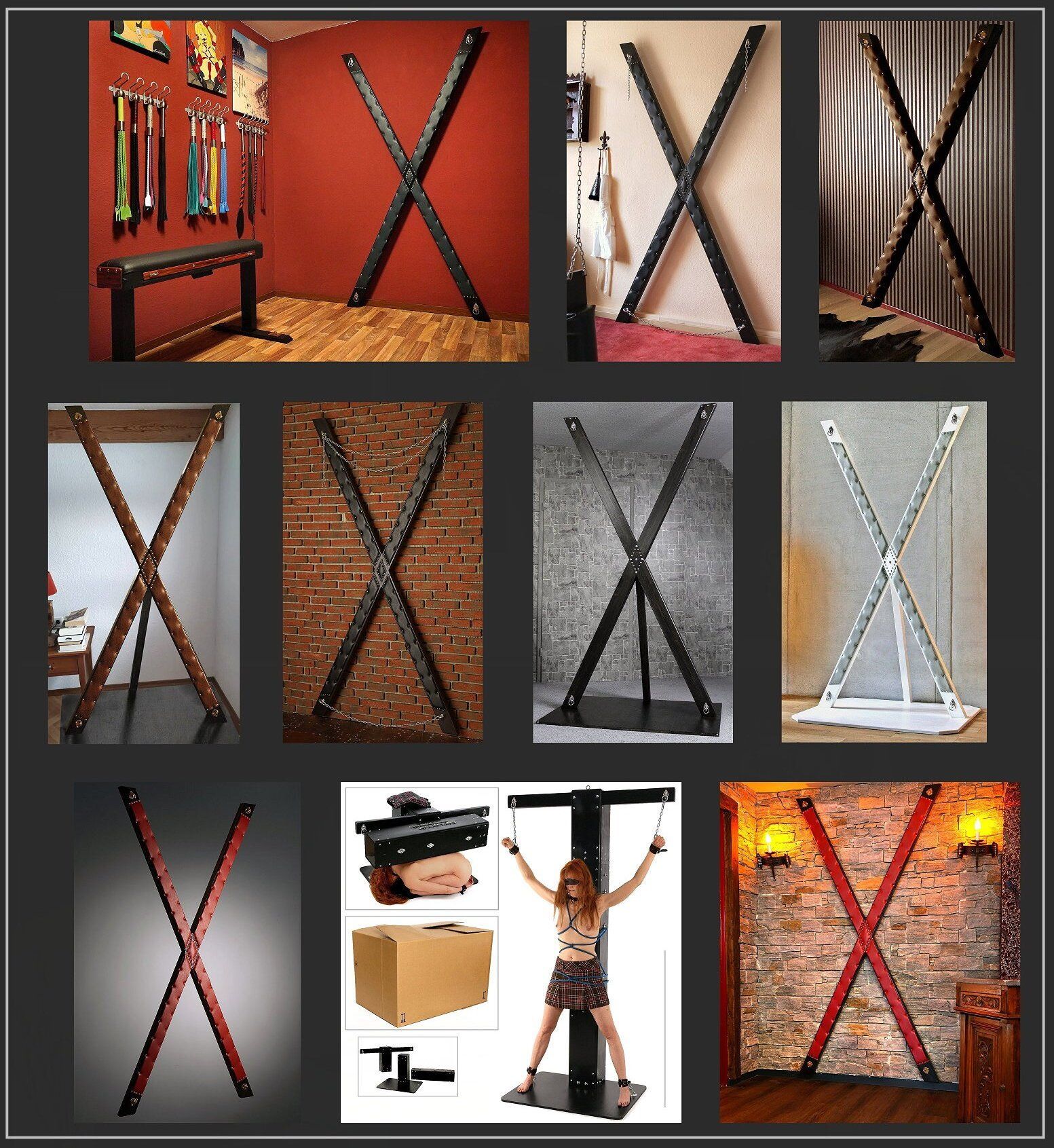 Wandkreuz gepolstert Andreaskreuz BDSM-Kreuz