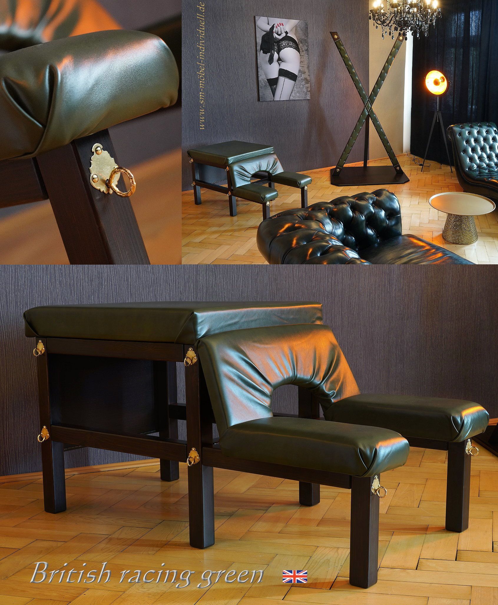 BDSM-Bock gepolstert Strafbock gepolstert Luxus-Bock Echtleder