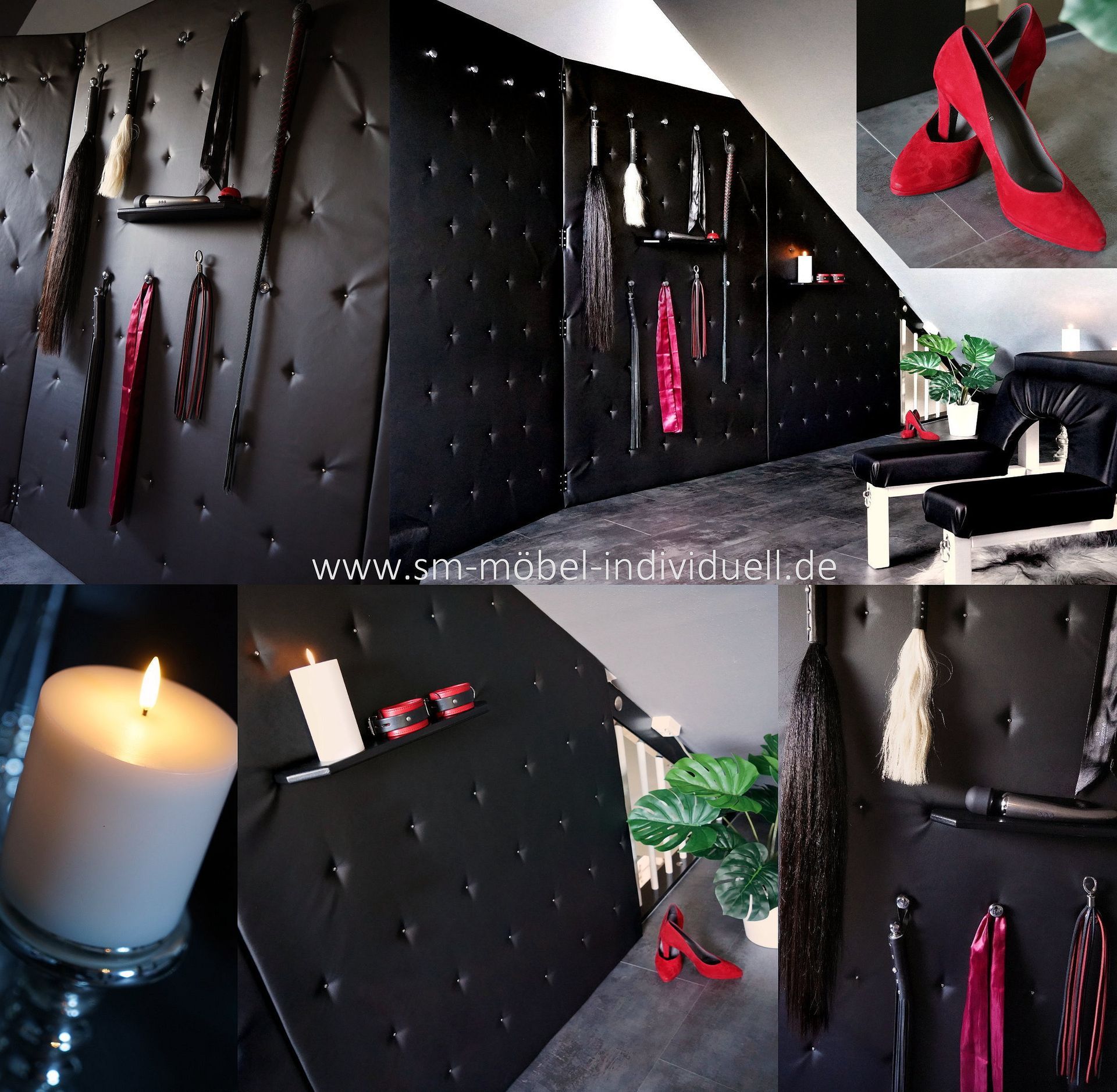 Spielzeugwand für BDSM Spielzeugwand gepolstert Raumteiler für BDSM-Zimmer