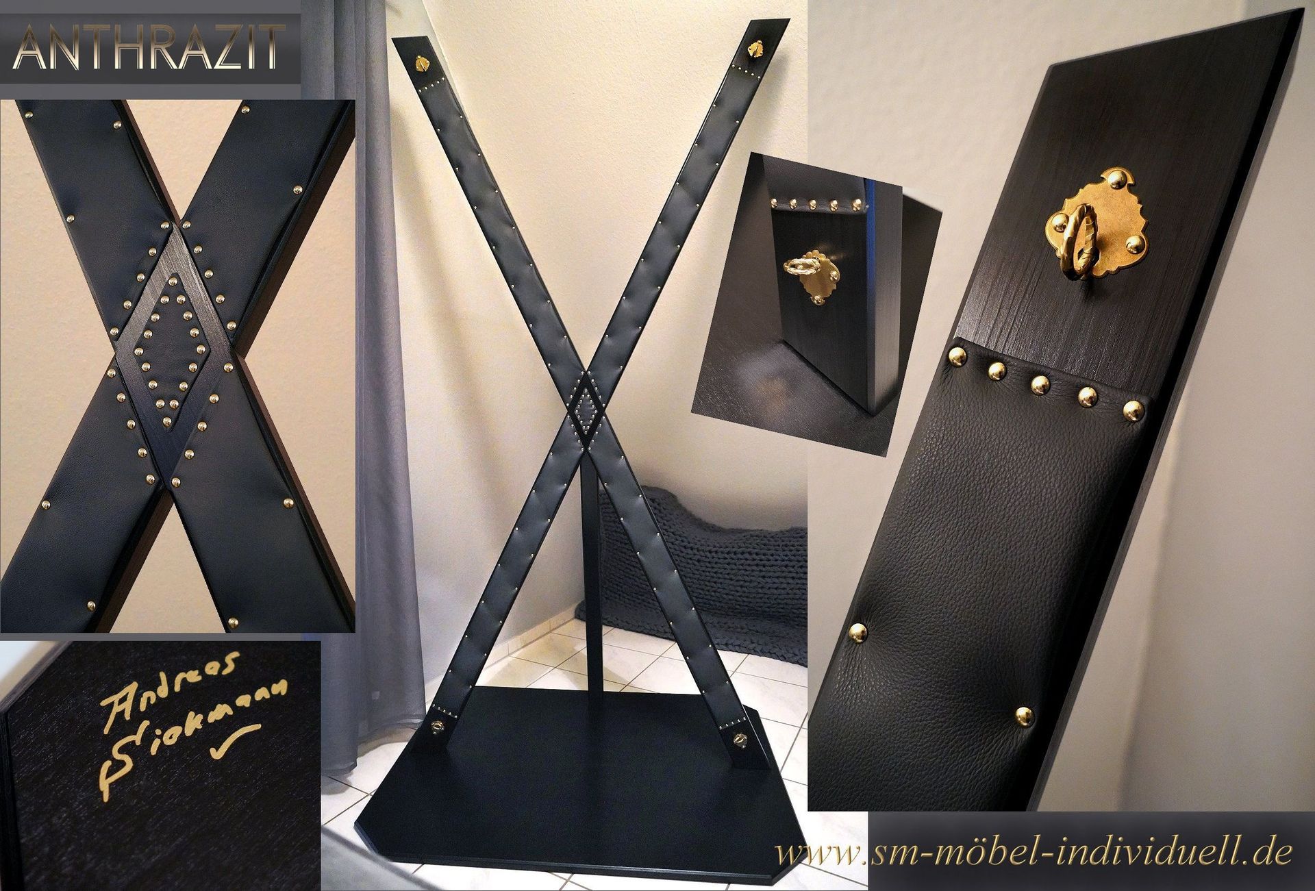 Standkreuz anthrazit gepolstert Andreaskreuz BDSM-Kreuz