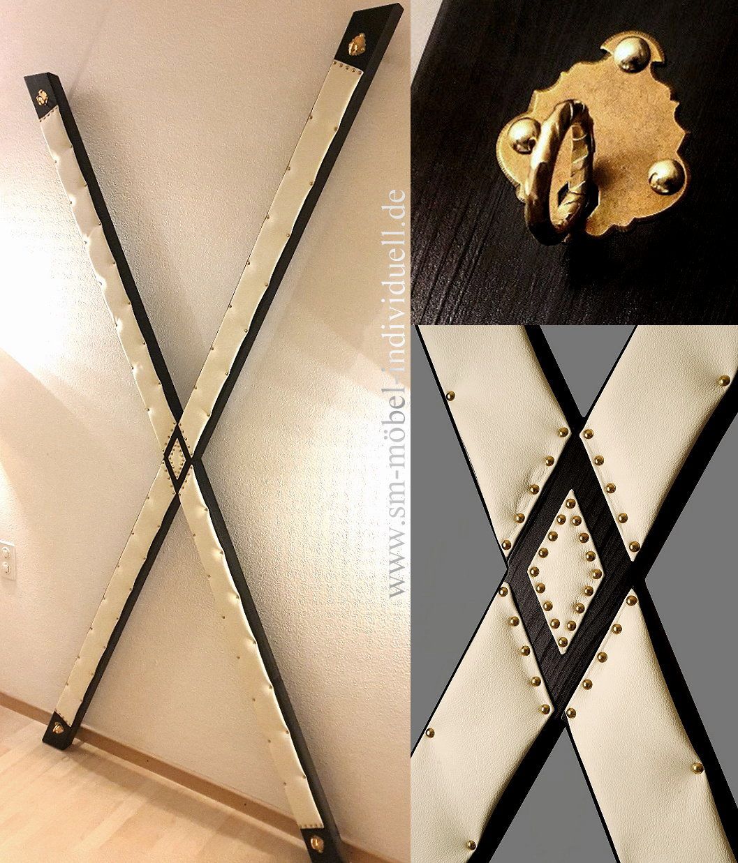 Andreaskrez gepolstert Echtleder ,
BDSM-Kreuz Echtleder ,
Wandkreuz mit Echtleder gepolstert