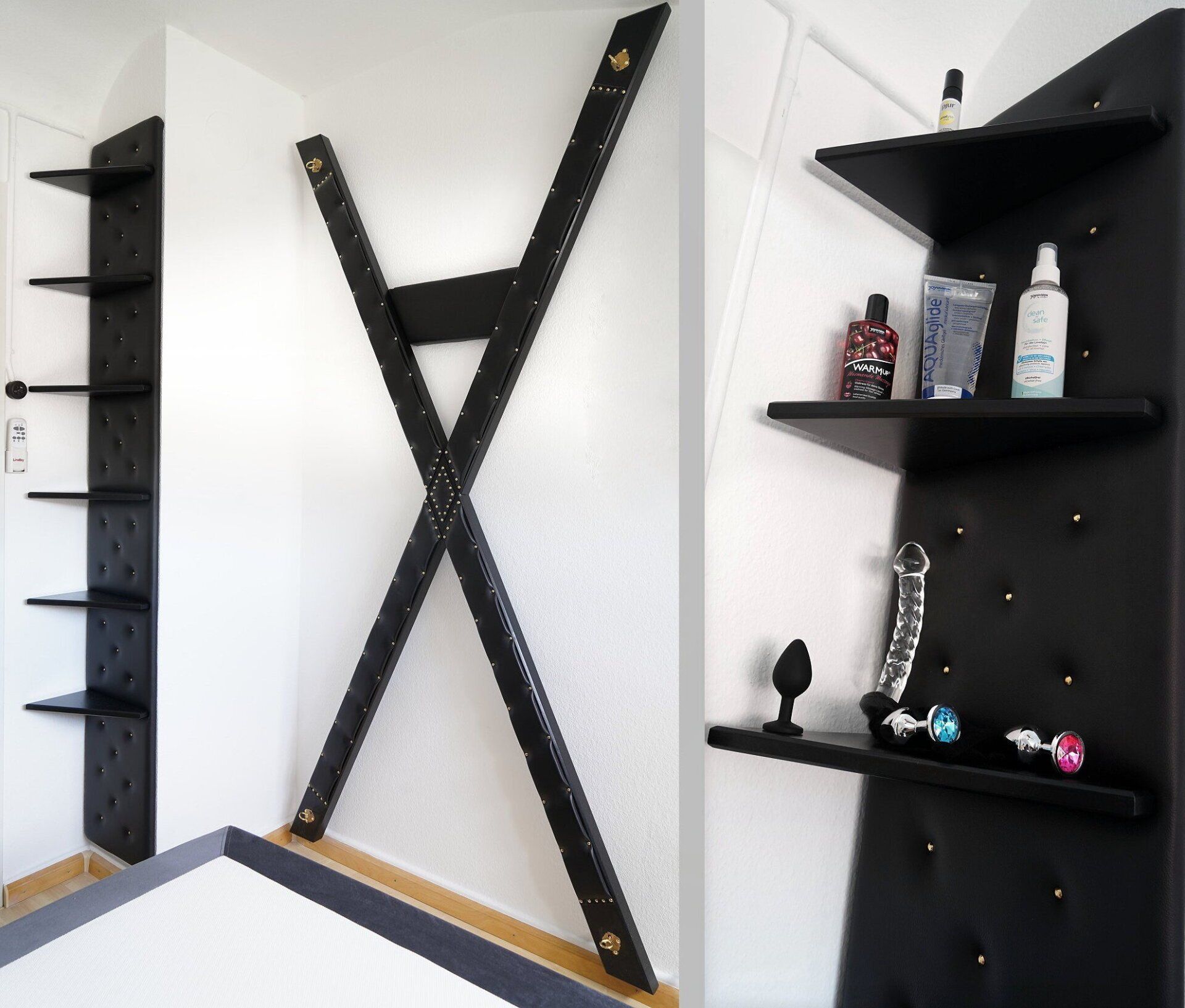 BDSM Spielzeugwand gepolstert BDSM-Regal Spielzeugregal