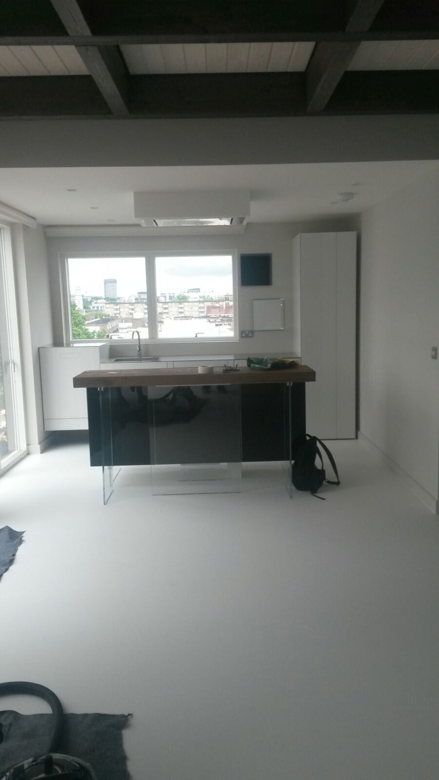 Open plan kitchen island in contemporary grey