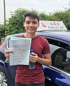 1-2-1 Driving school with a pupil who passed his driving test in Southmead Bristol.1-2-1 Driving schools, driving instructors cover driving lessons with driving instructors in Southmead,Filton,Patchway,Henleaze,Brentry,Shirehampton in Bristol.