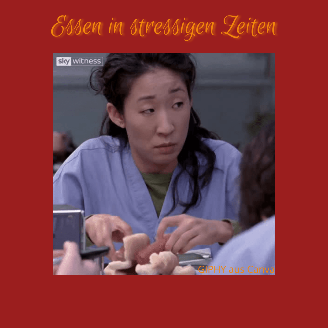 Essen in stressigen Zeiten - Coachinghilft.de Giphy aus Grey's Anatomy Christina Yang isst gestresst Fast Food