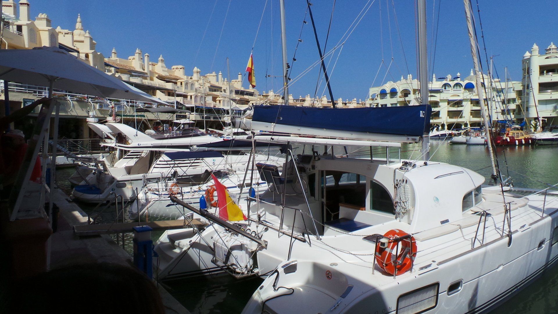 View of Puerto Marina Benalmádena waterfront and marina building