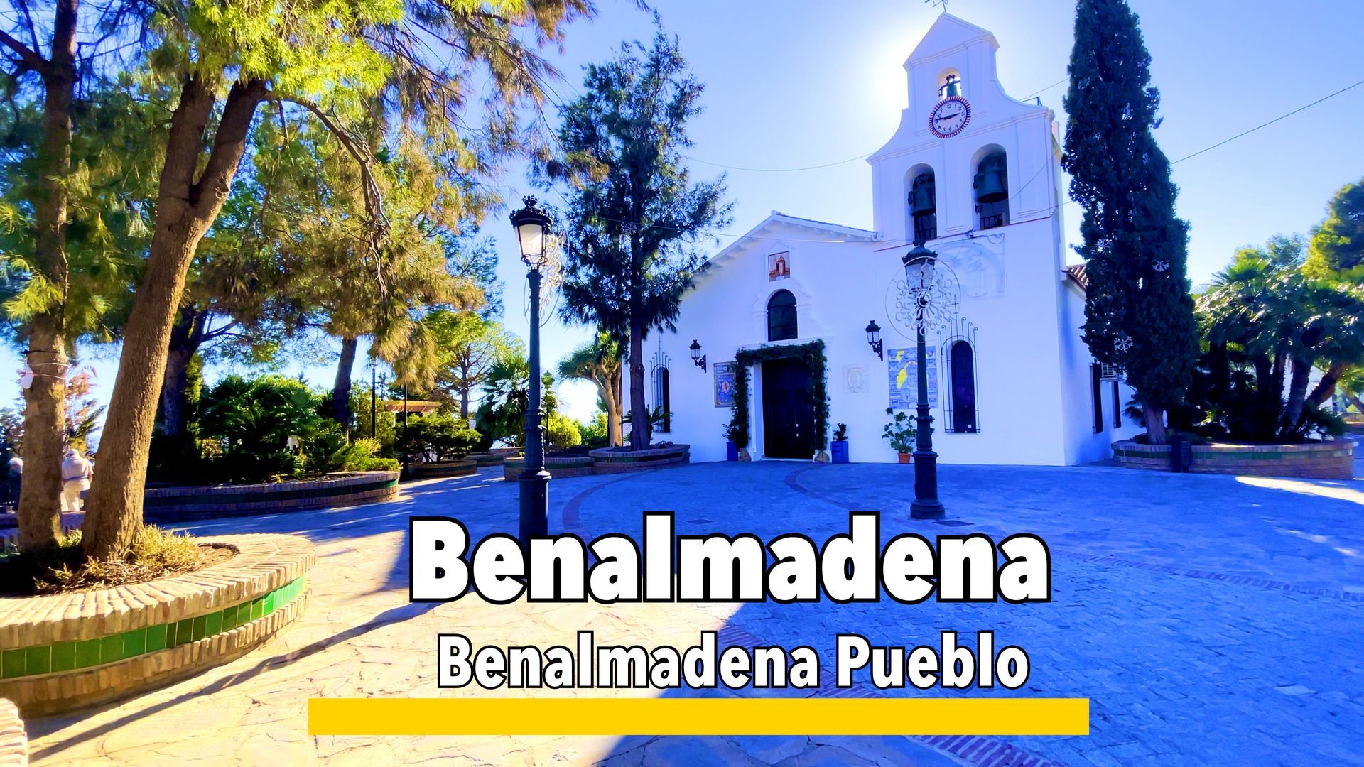 Benalmádena Pueblo, a charming white-washed village with narrow streets, traditional Andalusian architecture, and scenic views of the Costa del Sol