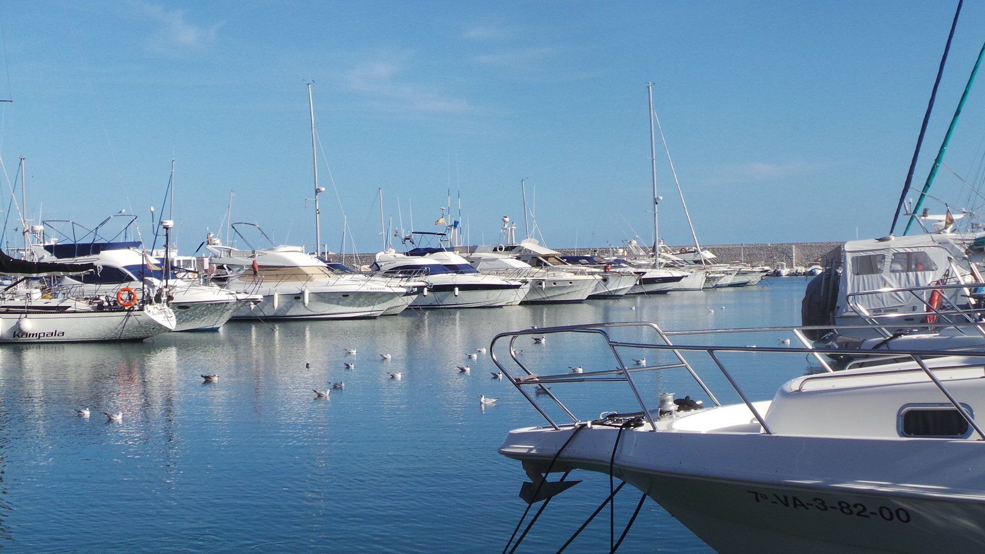 View of Puerto Fuengirola marina with boats and waterfront dining, a popular attraction in Fuengirola, Costa del Sol