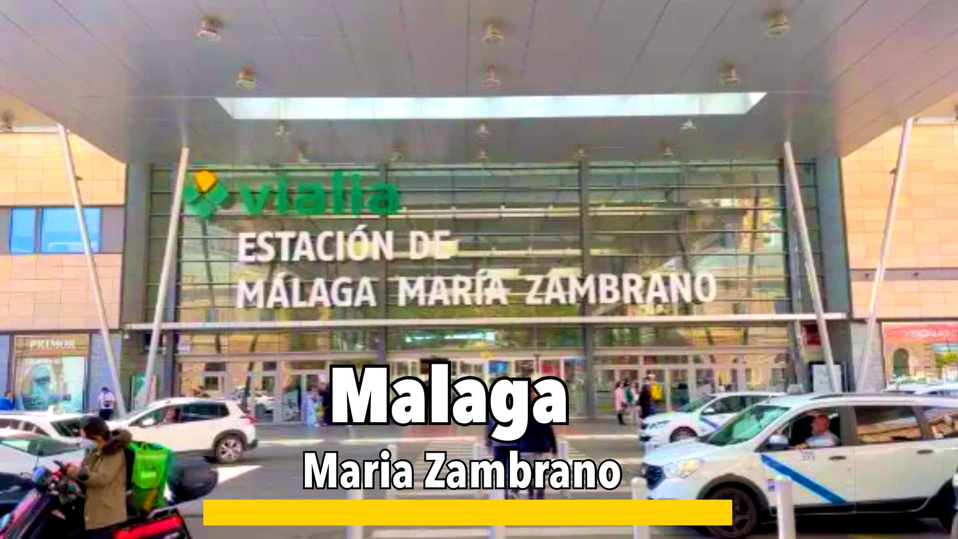 María Zambrano Station in Málaga, a major transportation hub with shops, restaurants, and high-speed train connections