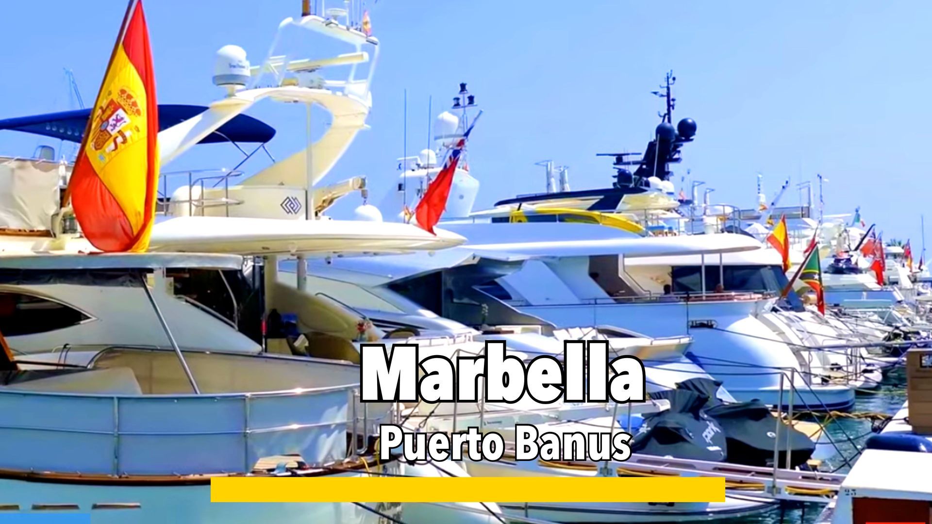 Puerto Banús in Marbella, a luxury marina known for its upscale shops, yachts, and vibrant nightlife on the Costa del Sol