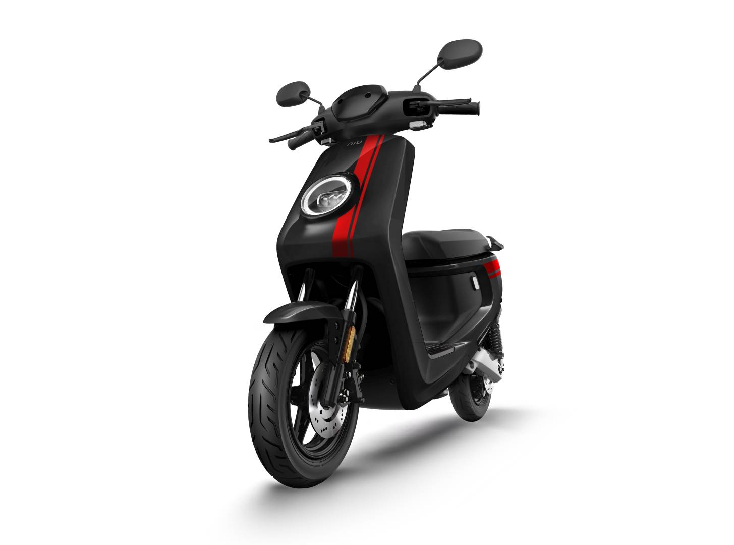 Elektroroller NIU MQi Sport in schwarz/rot Elektroroller NIU MQi Sport in schwarz/rot, seitlich stehend