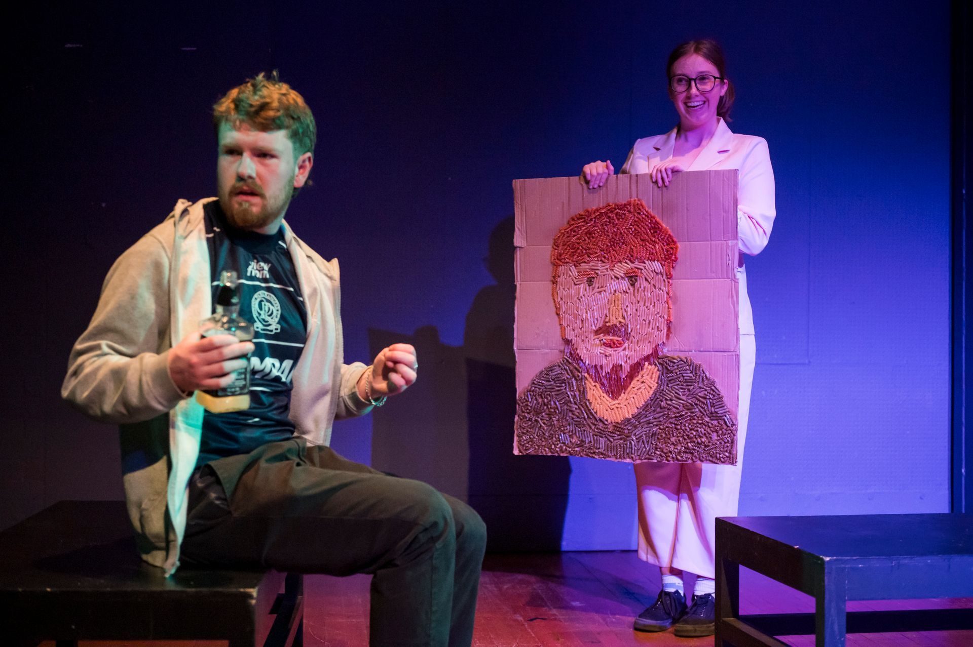 Photo by Robin Savage: The Suicide - A Comedy by Suhayla El-Bushra after Erdman. ArtsEd CertHE Acting. Lyric Hammersmith Studio Theatre