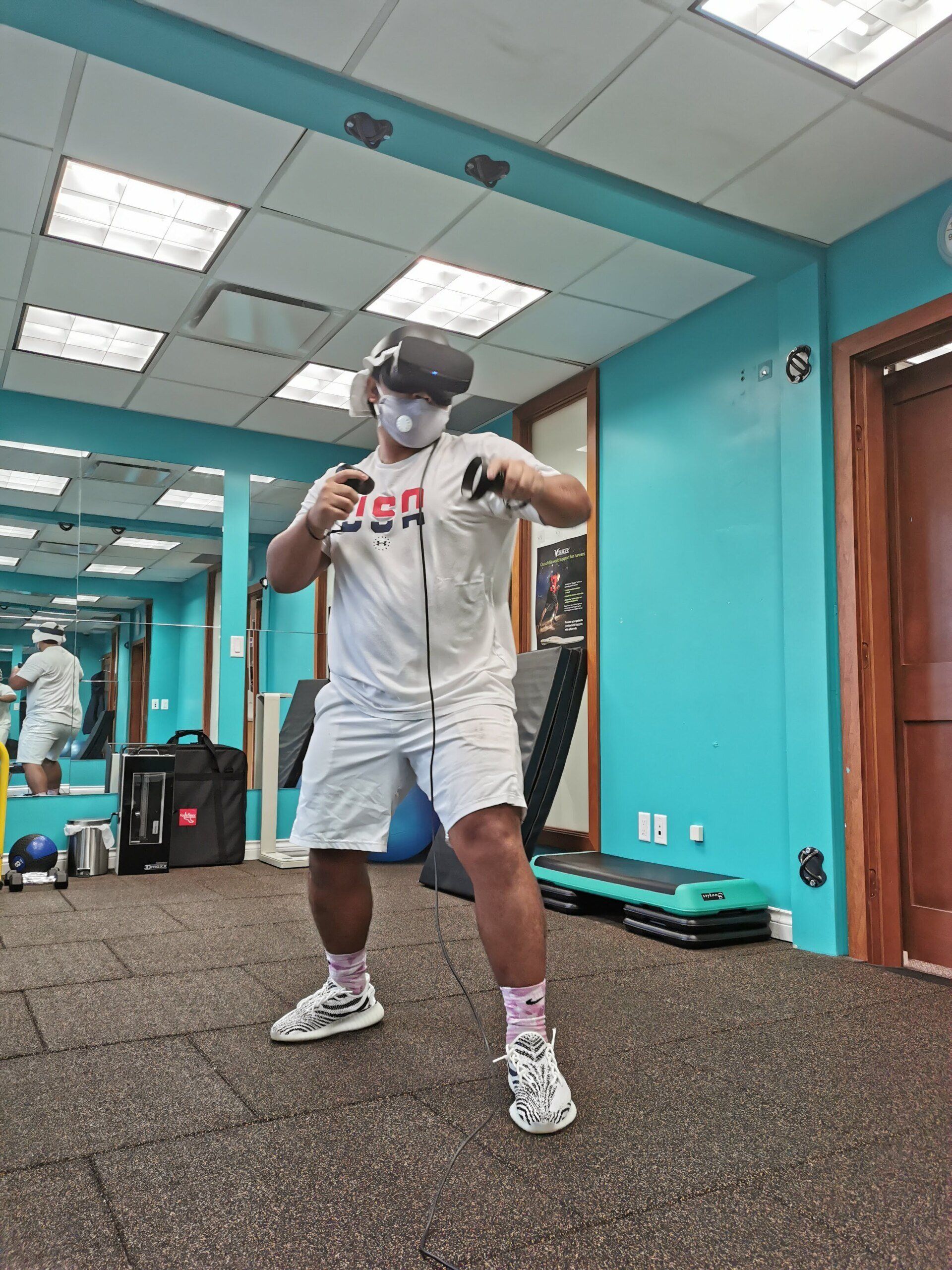 Russell getting ready for an intense VR boxing match! VR Fitness Boxing Young Man