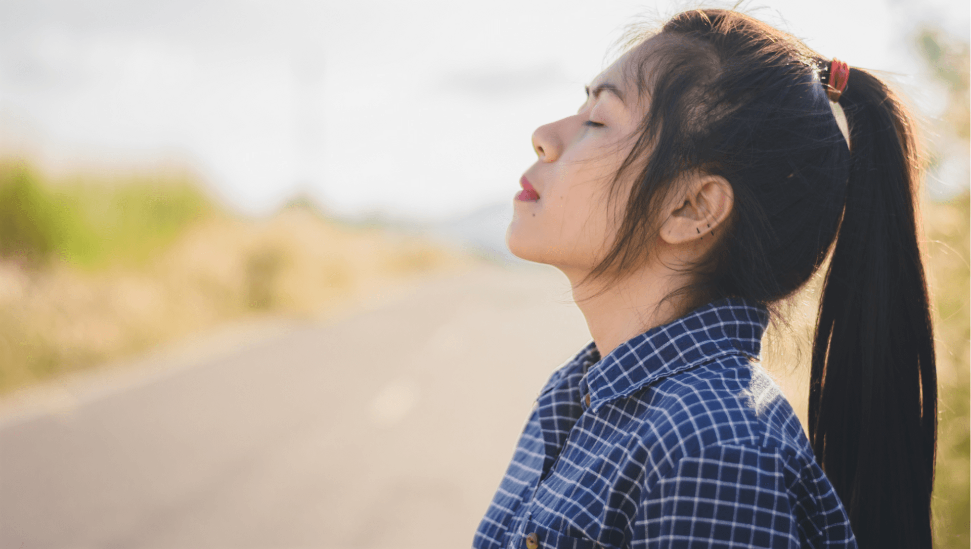 Woman breathing deeply