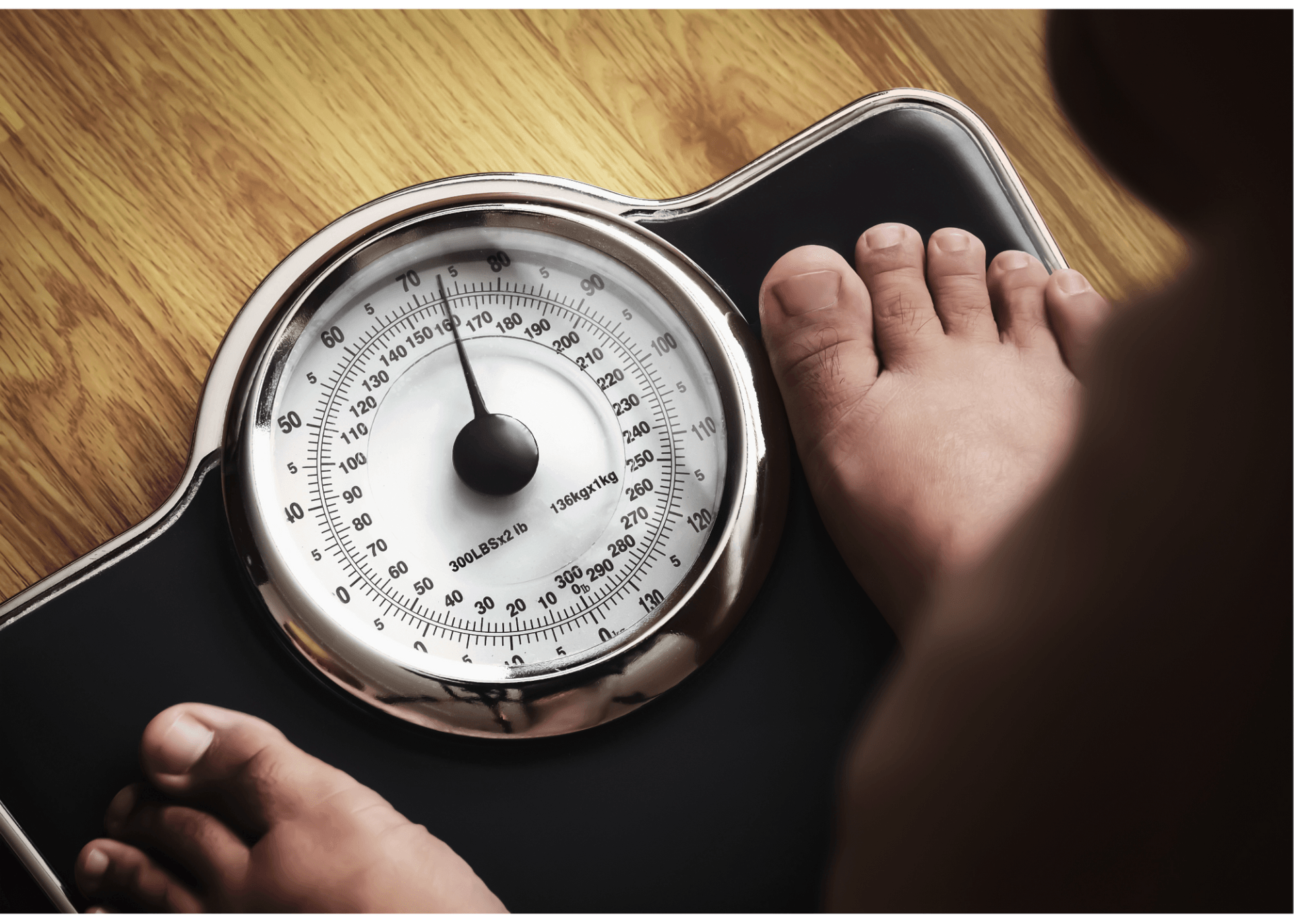 Standing on weight scale
