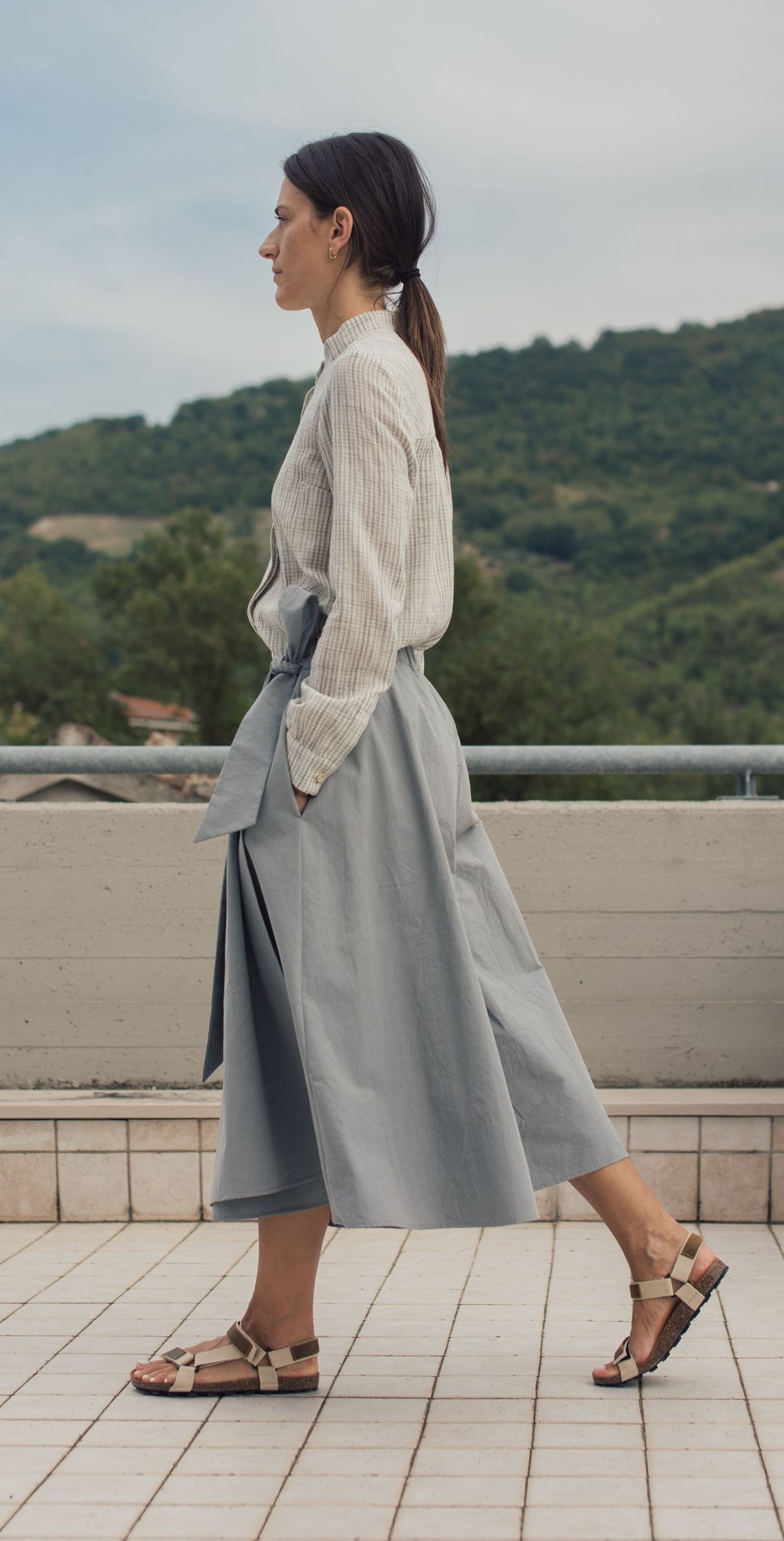 skirt pant culotte grey ripstop cotton