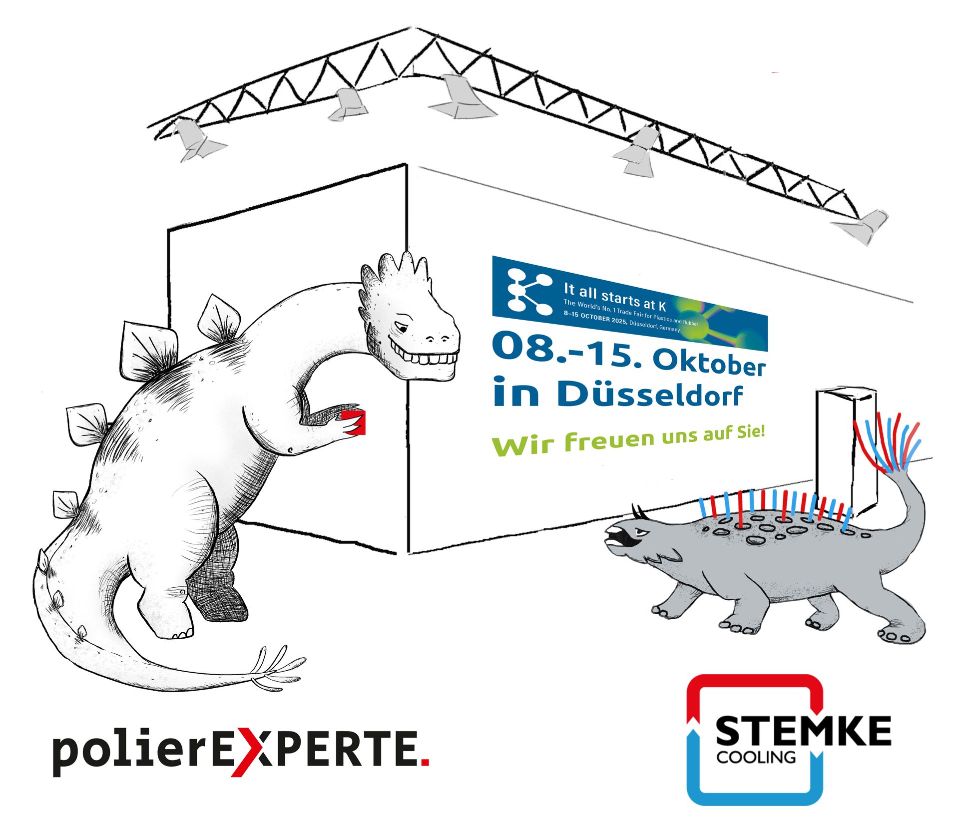 Polierosaurus Rex und Stemkosaurus in Düsseldorf auf der K-Messe 2025