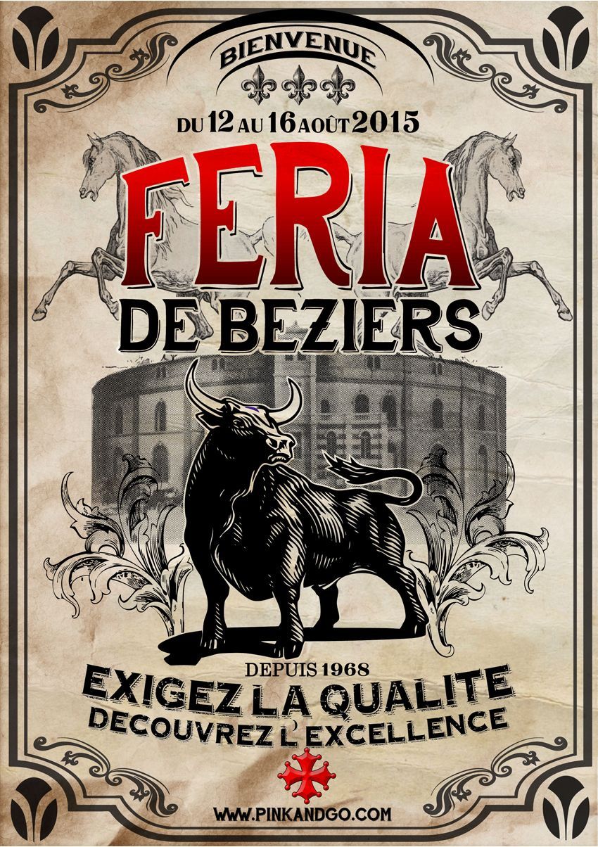 Affiche Feria de Béziers 2015 créée par BZS en sérigraphie