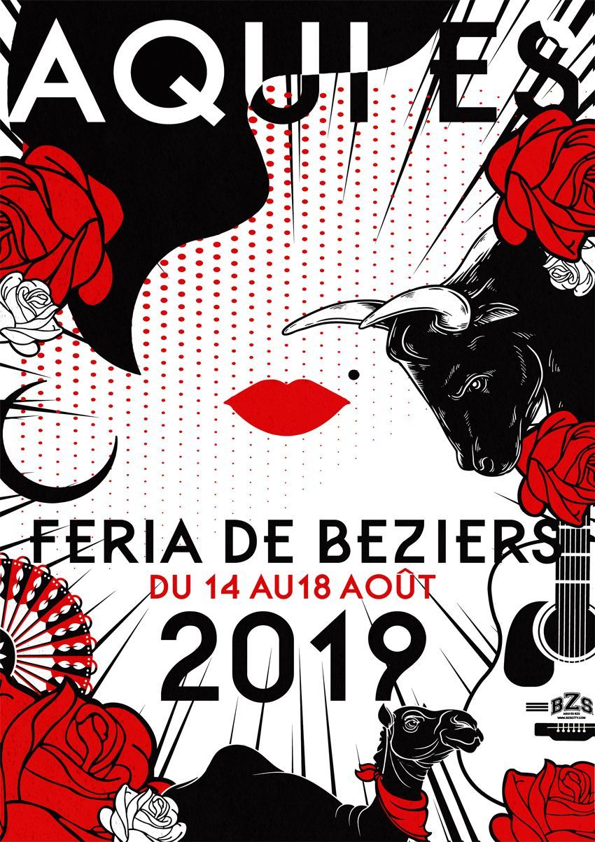 Affiche Feria de Béziers 2019 créée par BZS en sérigraphie