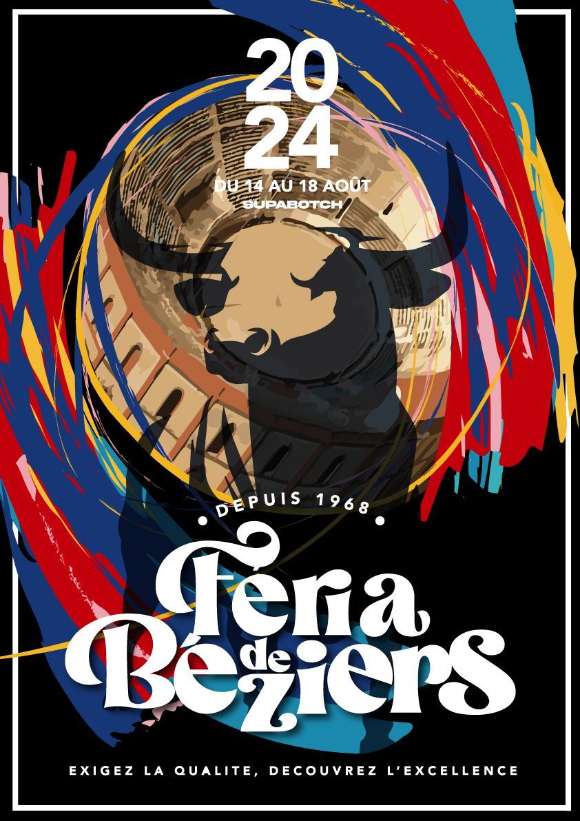 Affiche Feria de Béziers 2024 créée par BZS en sérigraphie