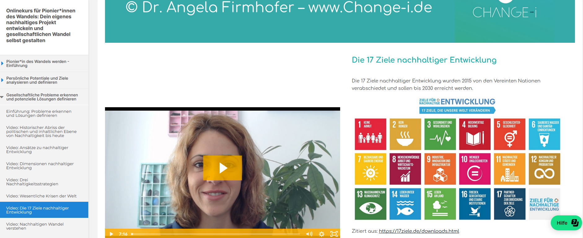 Kursplattform Onlinekurs Nachhaltigkeit