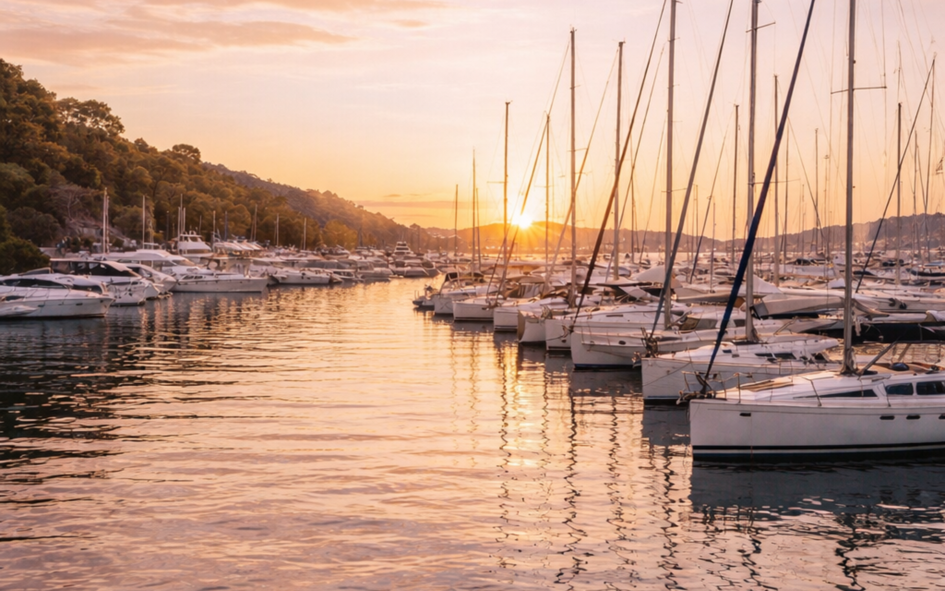 KI-generiertes Foto von Yachten im Hafen