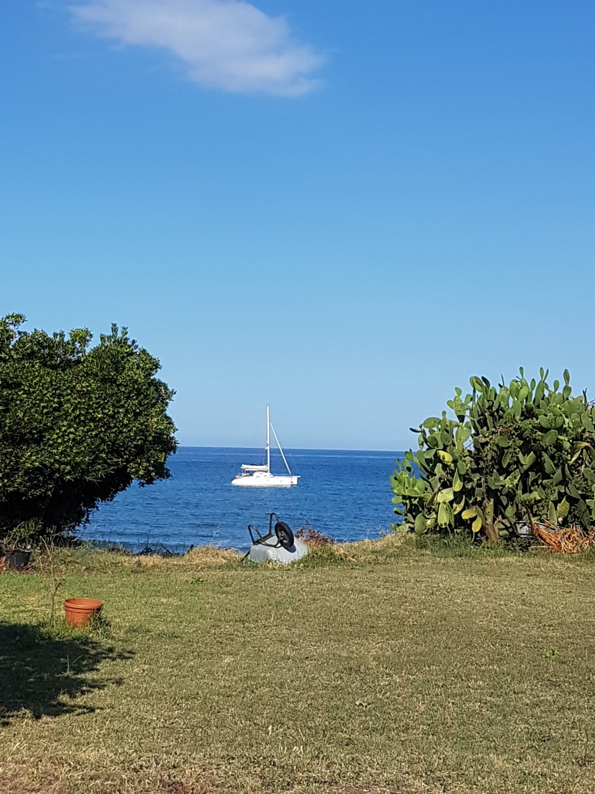 Garten-Blick aufs Meer-Segelboot-Korsika